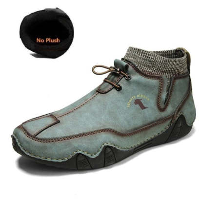 Men Ankle Boots Plush Leather Walking Orthopedic Shoes