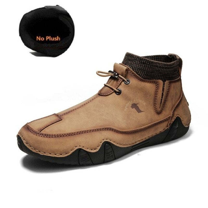 Men Ankle Boots Plush Leather Walking Orthopedic Shoes