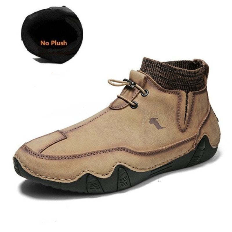 Men Ankle Boots Plush Leather Walking Orthopedic Shoes