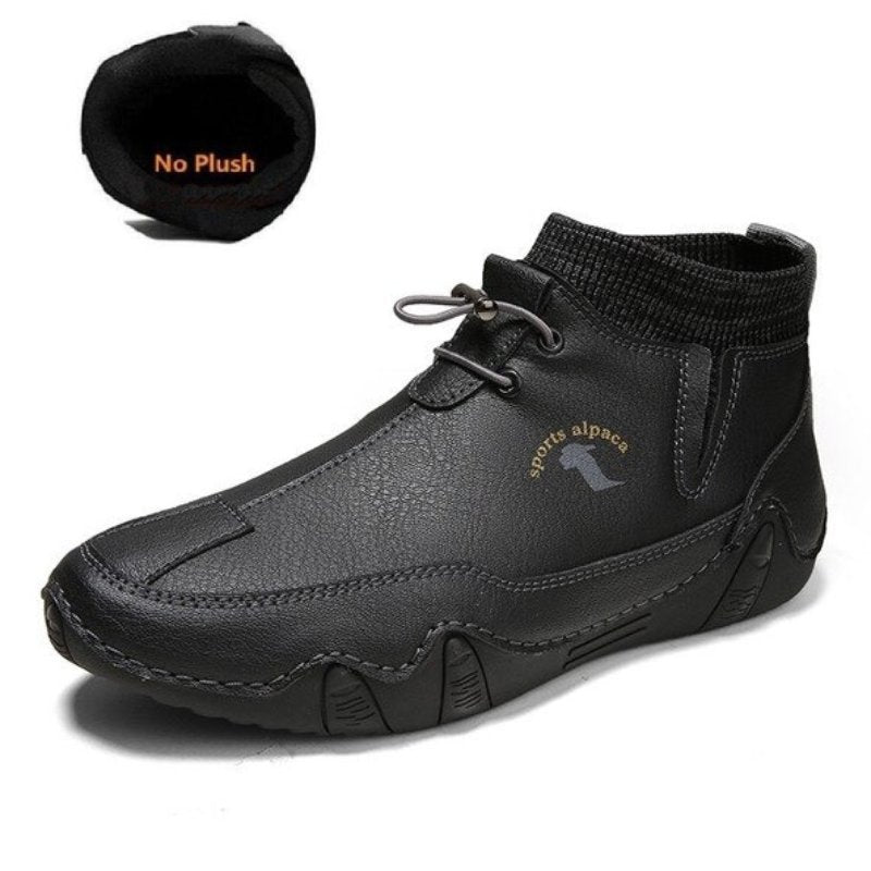 Men Ankle Boots Plush Leather Walking Orthopedic Shoes