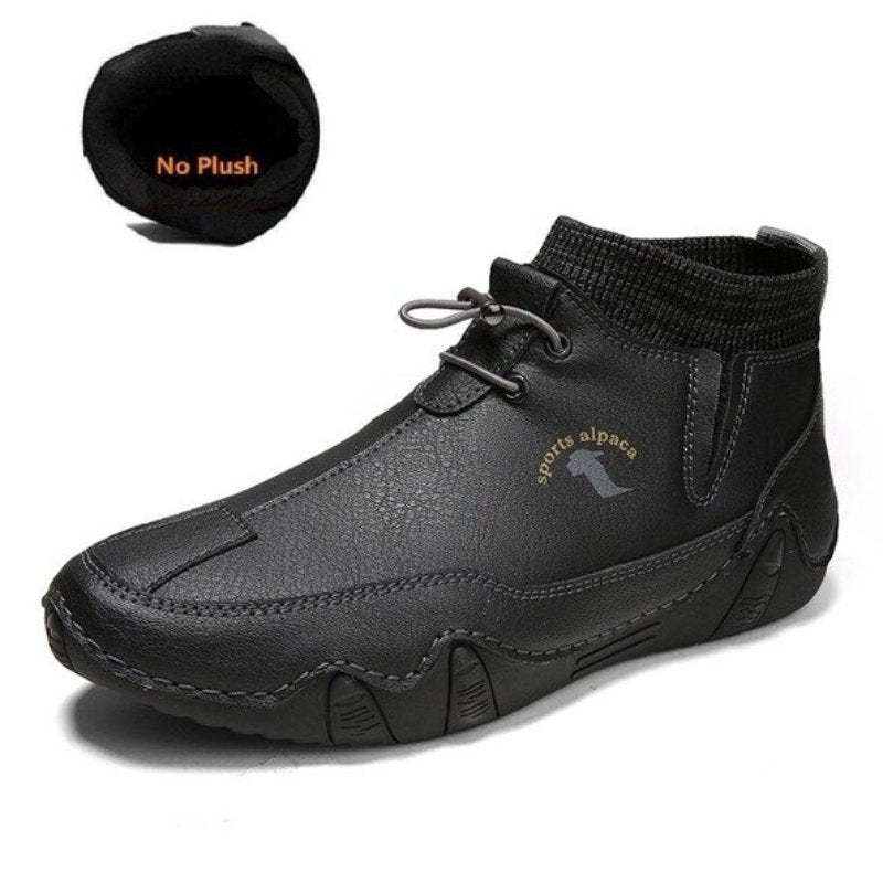 Men Ankle Boots Plush Leather Walking Orthopedic Shoes