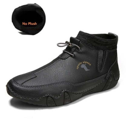 Men Ankle Boots Plush Leather Walking Orthopedic Shoes