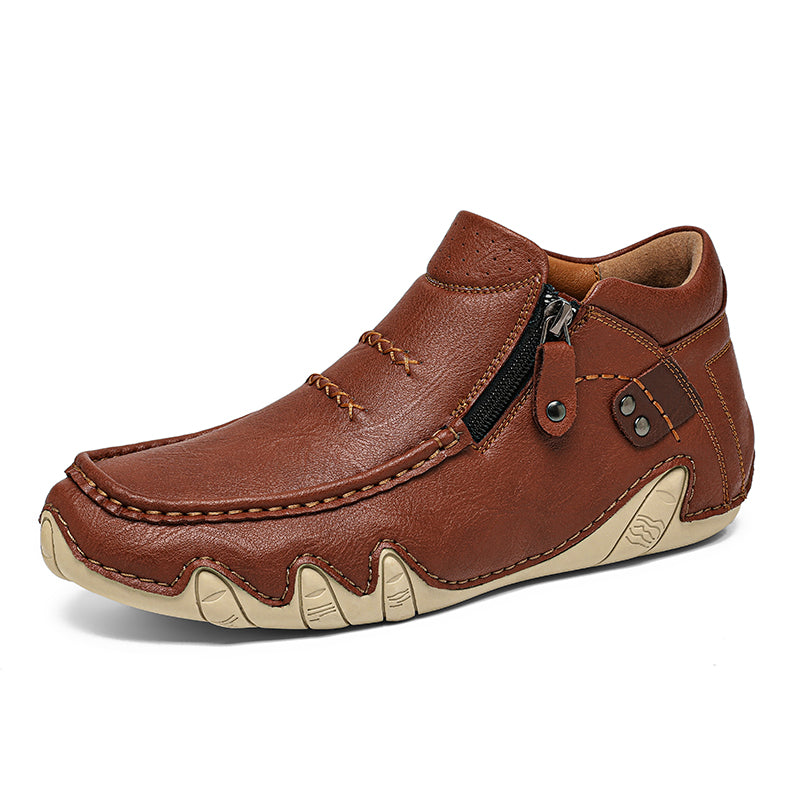 Men's Retro Handmade Leather Driving Boots Built for Comfort
