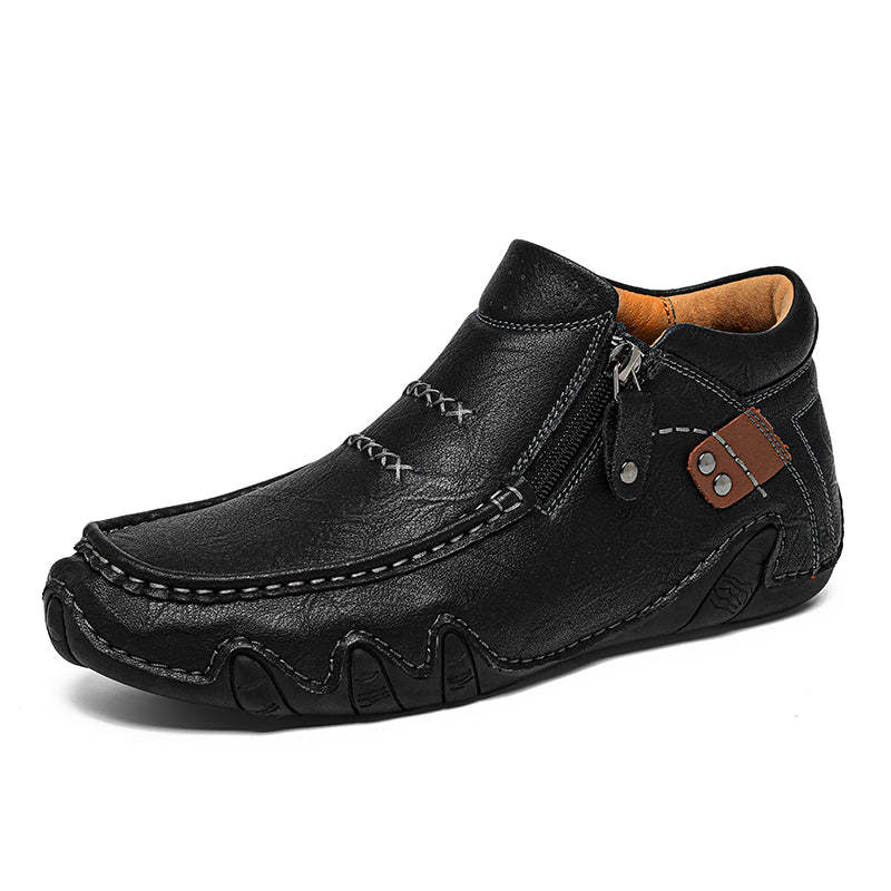 Men's Retro Handmade Leather Driving Boots Built for Comfort