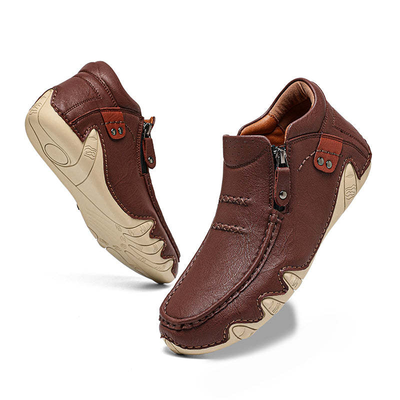 Men's Retro Handmade Leather Driving Boots Built for Comfort