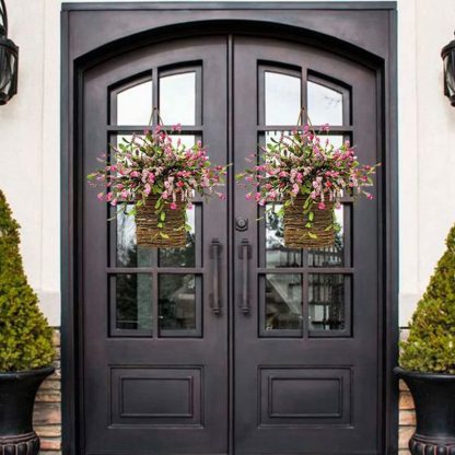 Cream Hydrangea Door Hanger Basket Wreath