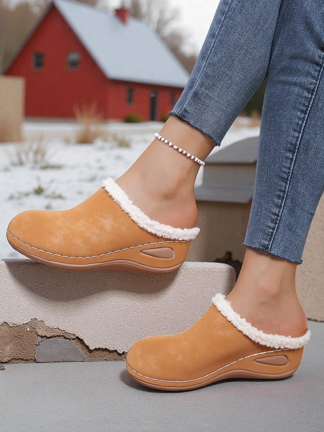  Women's Fur-Lined Winter Mules