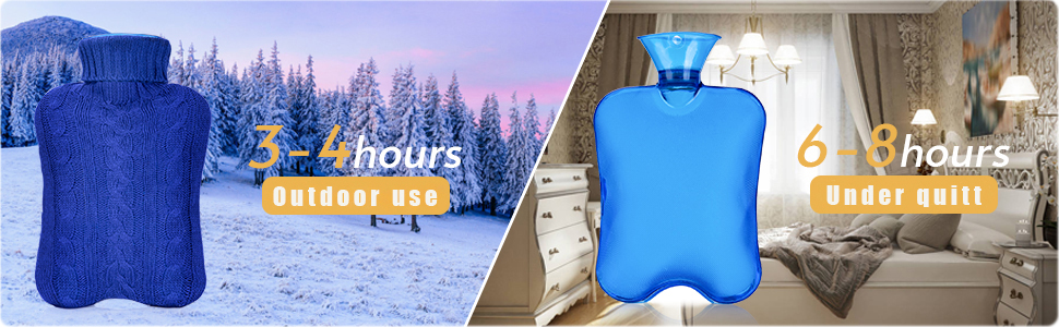 Hot Water Bottle with Knit Cover, Great for Pain Relief, Warm Bottle, Hot Water Bag