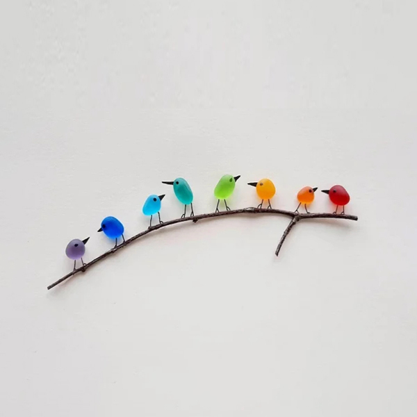 SheremArt Sea Glass Birds Decor Coastal Love Notes