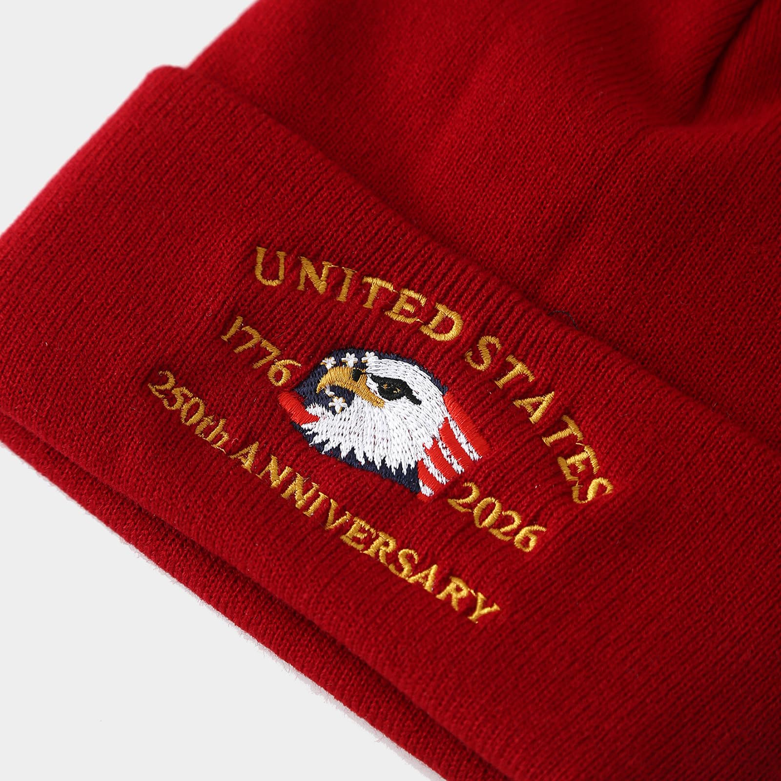 US 250th Anniversary Beanie Eagle Embroidered Knitted Hat