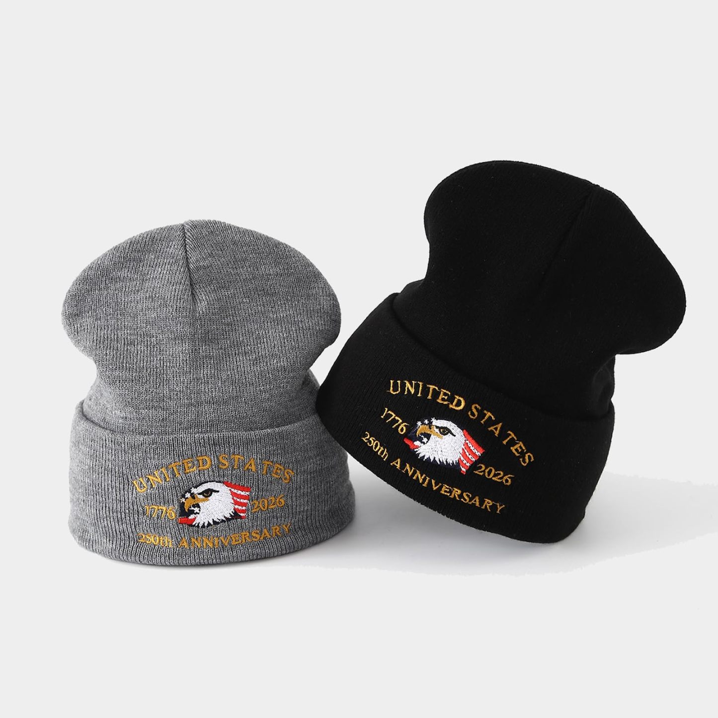 US 250th Anniversary Beanie Eagle Embroidered Knitted Hat