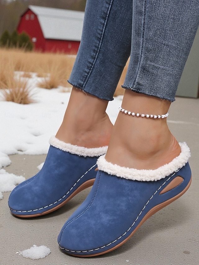  Women's Fur-Lined Winter Mules