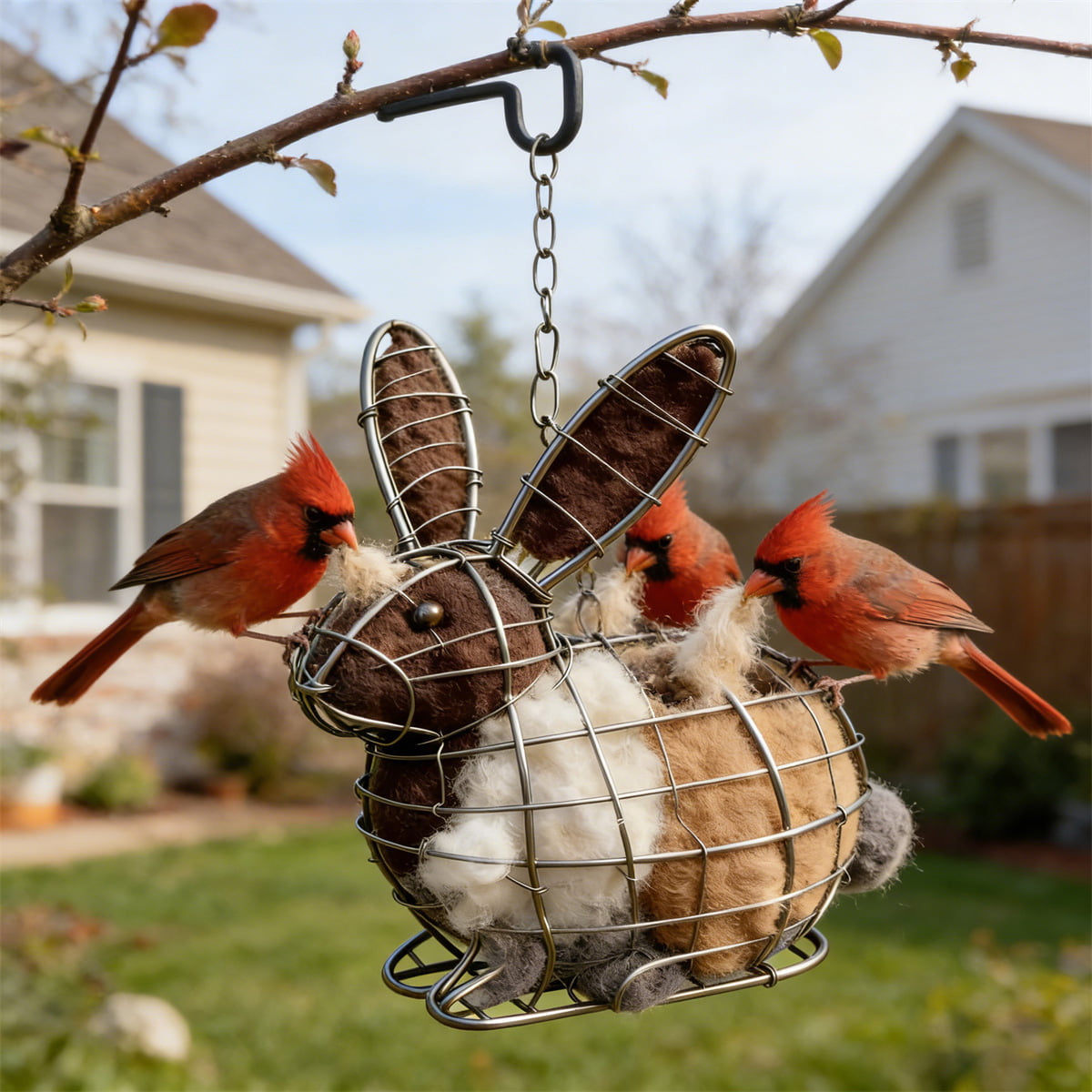 🐦Handmade Alpaca Fiber Bunny-Shaped Bird Nesting Frame - A Soft Gift for Birds & Your Garden