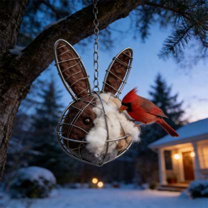🐦Handmade Alpaca Fiber Bunny-Shaped Bird Nesting Frame - A Soft Gift for Birds & Your Garden