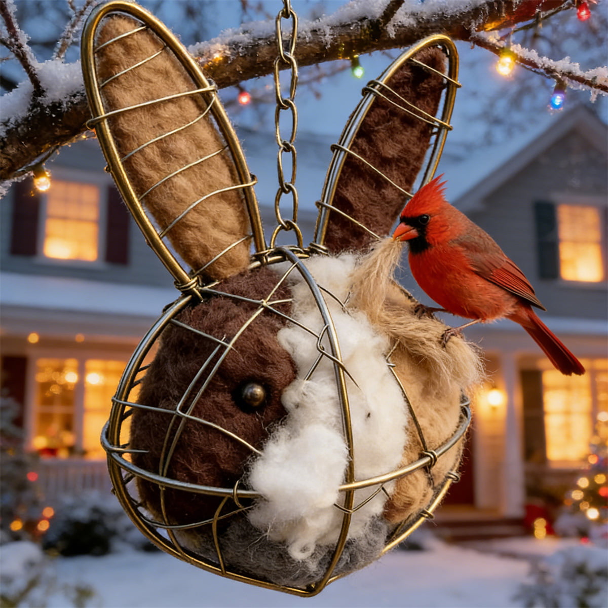 🐦Handmade Alpaca Fiber Bunny-Shaped Bird Nesting Frame - A Soft Gift for Birds & Your Garden