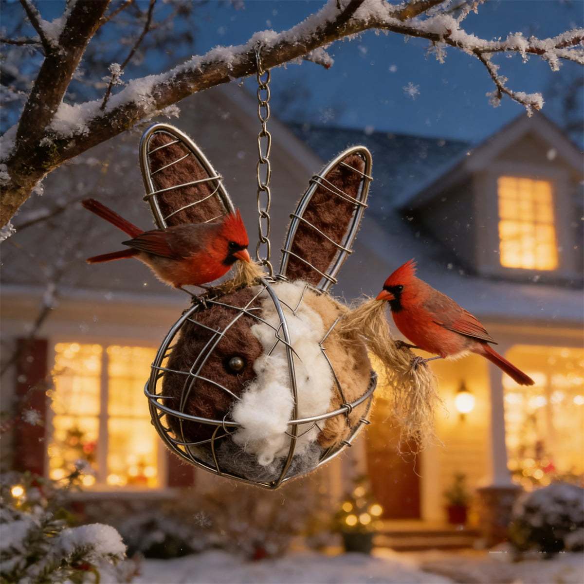 🐦Handmade Alpaca Fiber Bunny-Shaped Bird Nesting Frame - A Soft Gift for Birds & Your Garden