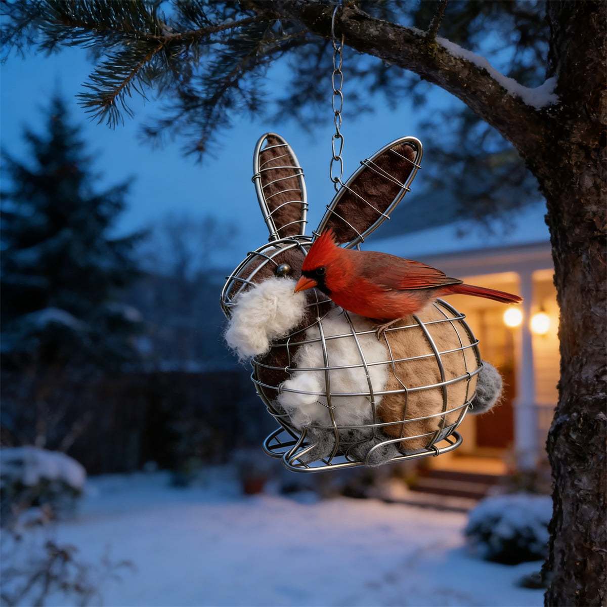 🐦Handmade Alpaca Fiber Bunny-Shaped Bird Nesting Frame - A Soft Gift for Birds & Your Garden