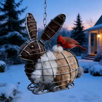 🐦Handmade Alpaca Fiber Bunny-Shaped Bird Nesting Frame - A Soft Gift for Birds & Your Garden