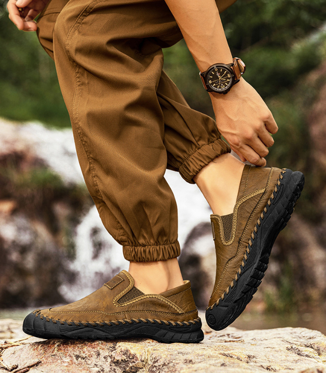 ⏰ Last day! 60% off! 🔥 Handmade men's outdoor waterproof and non-slip casual shoes/slip-on flat leather shoes