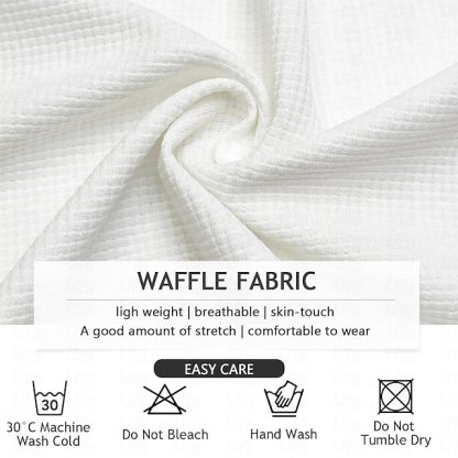 Men's Horizontal Stripes Waffle Polo Shirts Textured Long Sleeve Polo Shirts