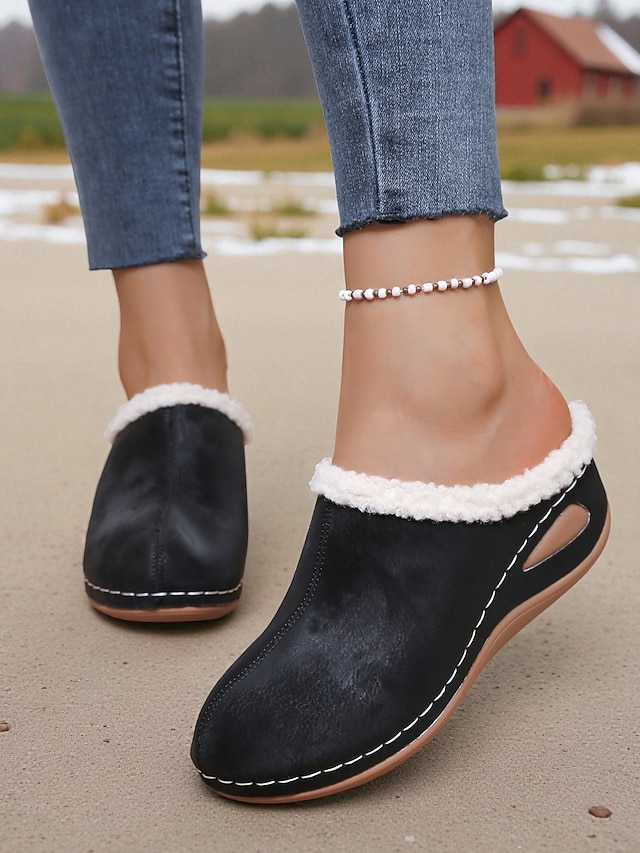  Women's Fur-Lined Winter Mules