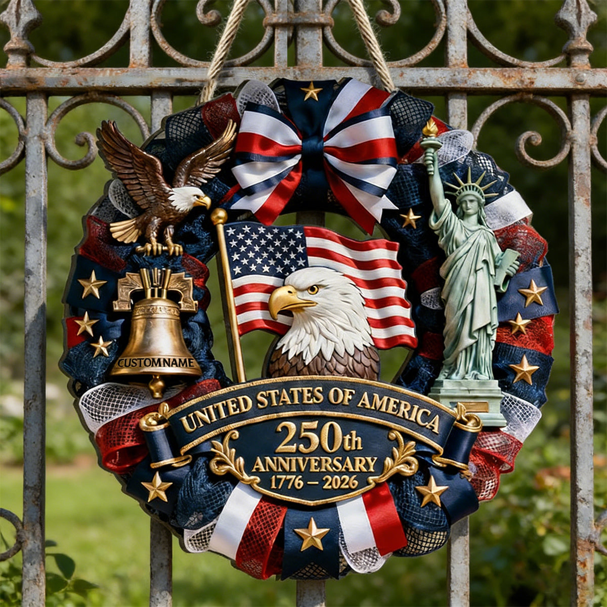 US 250th Anniversary Patriot Wood Sign