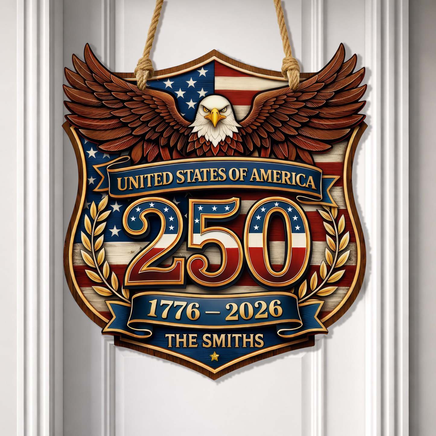 Custom Wood Sign - Personalized America 250th Anniversary Gifts For Mom, Dad, Brother, Sister, Kids