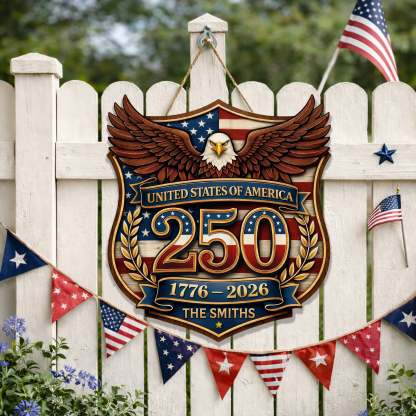 Custom Wood Sign - Personalized America 250th Anniversary Gifts For Mom, Dad, Brother, Sister, Kids