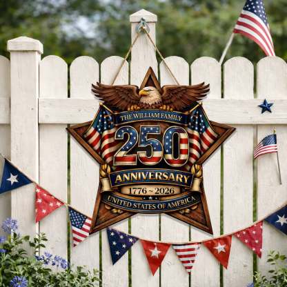 Custom Wood Sign - Personalized America 250th Anniversary Gifts For Mom, Dad, Brother, Sister, Kids - Built On Hope And Courage