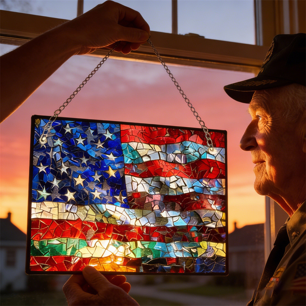 Mosaic-Style USA Map Suncatcher - Hang the Rainbow of America in Your Window