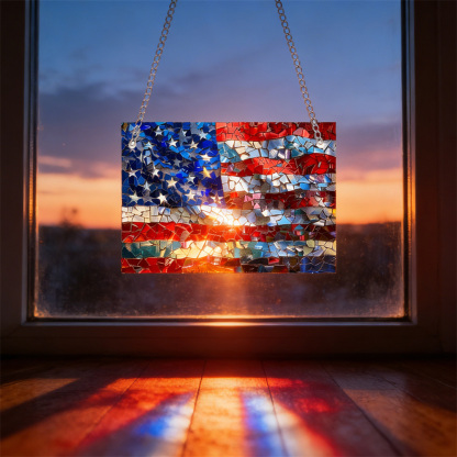 Mosaic-Style USA Map Suncatcher - Hang the Rainbow of America in Your Window