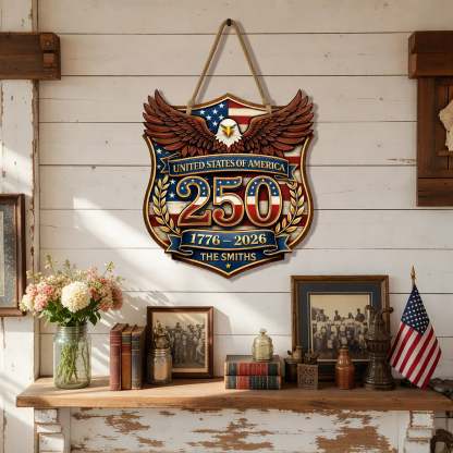 Custom Wood Sign - Personalized America 250th Anniversary Gifts For Mom, Dad, Brother, Sister, Kids