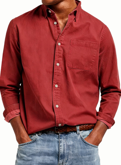 Last day: 70% OFF! 🔥 Men's Retro Pure Cotton Shirt with Collar and Chest Pocket, Long Sleeve