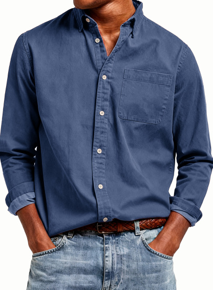 Last day: 70% OFF! 🔥 Men's Retro Pure Cotton Shirt with Collar and Chest Pocket, Long Sleeve