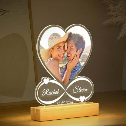 Custom Acrylic Plaque – Personalized Heart Design with Photo, Names, and Date