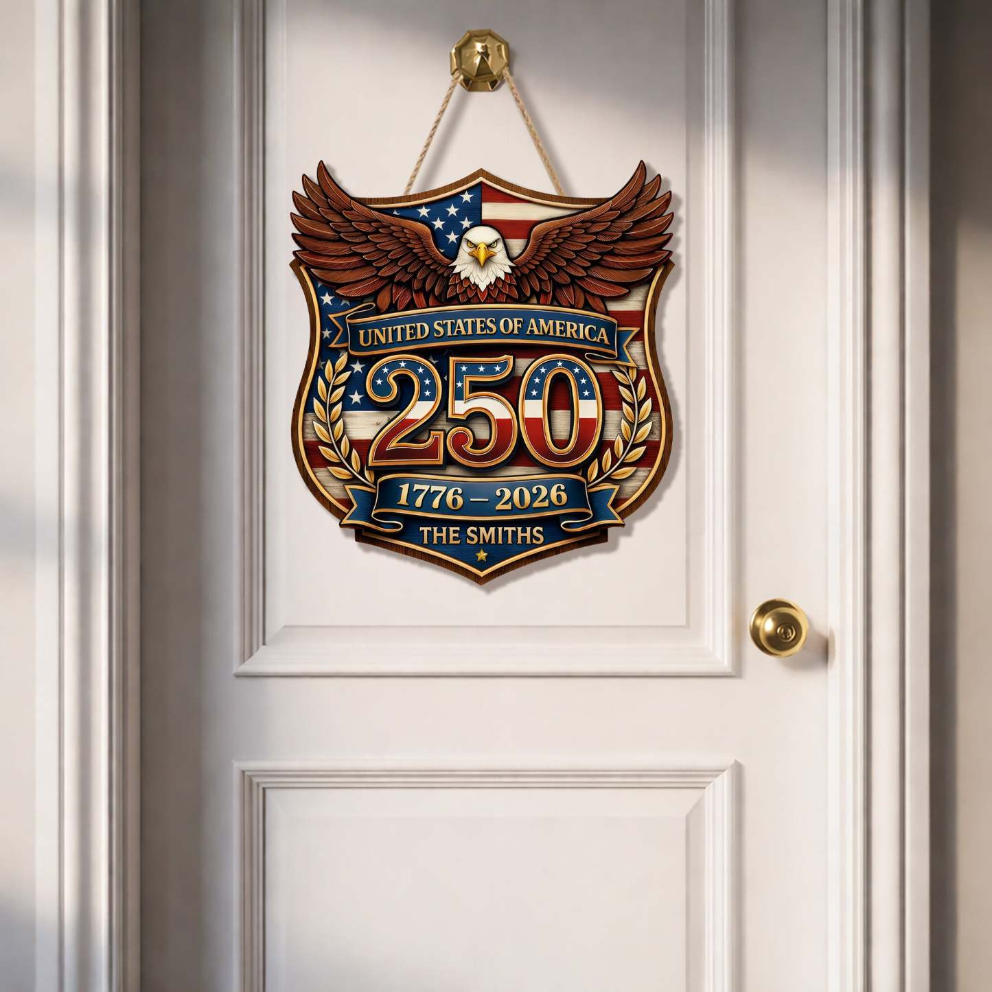 Custom Wood Sign - Personalized America 250th Anniversary Gifts For Mom, Dad, Brother, Sister, Kids