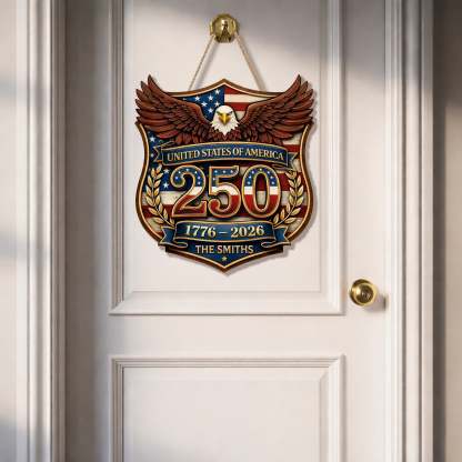 Custom Wood Sign - Personalized America 250th Anniversary Gifts For Mom, Dad, Brother, Sister, Kids