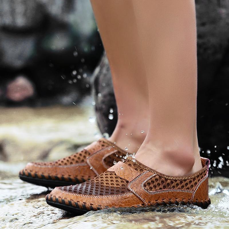 Men's Stitching Honeycomb Mesh Soft Loafers Breathable Outdoor Casual Shoes