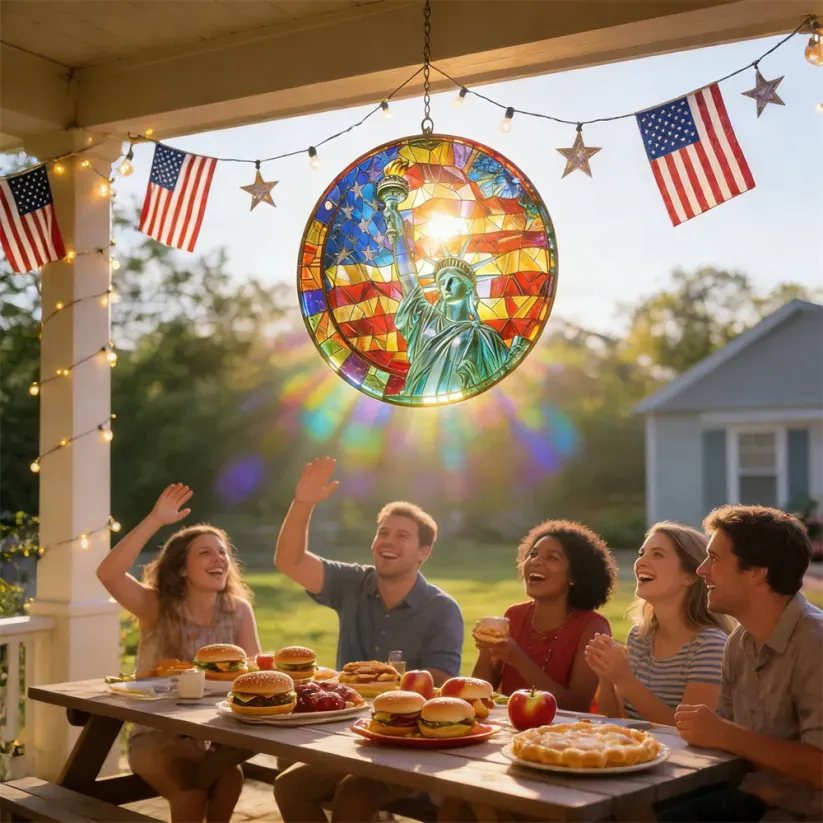 Mosaic-Style USA Map Suncatcher - Hang the Rainbow of America in Your Window