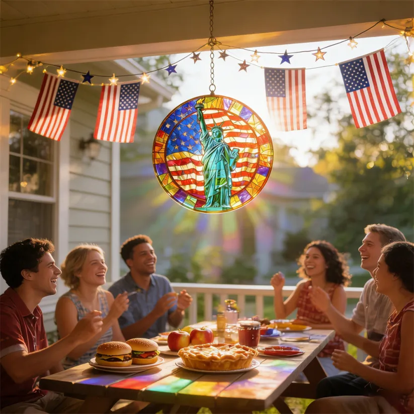 Mosaic-Style USA Map Suncatcher - Hang the Rainbow of America in Your Window