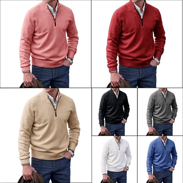 Men's Cashmere Zipper Basic Sweater