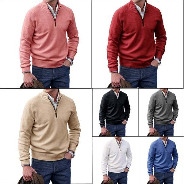 Men's Cashmere Zipper Basic Sweater