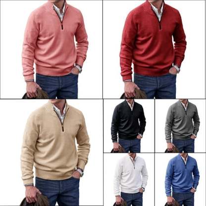 Men's Cashmere Zipper Basic Sweater