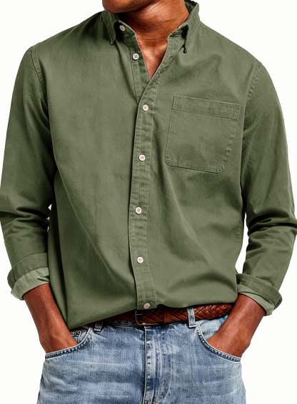 Last day: 70% OFF! 🔥 Men's Retro Pure Cotton Shirt with Collar and Chest Pocket, Long Sleeve