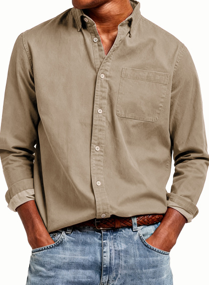 Last day: 70% OFF! 🔥 Men's Retro Pure Cotton Shirt with Collar and Chest Pocket, Long Sleeve
