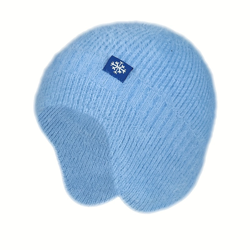 Stylish Snowflake Knitted Beanie with Ear Protection - Warm, Soft, and Coldproof