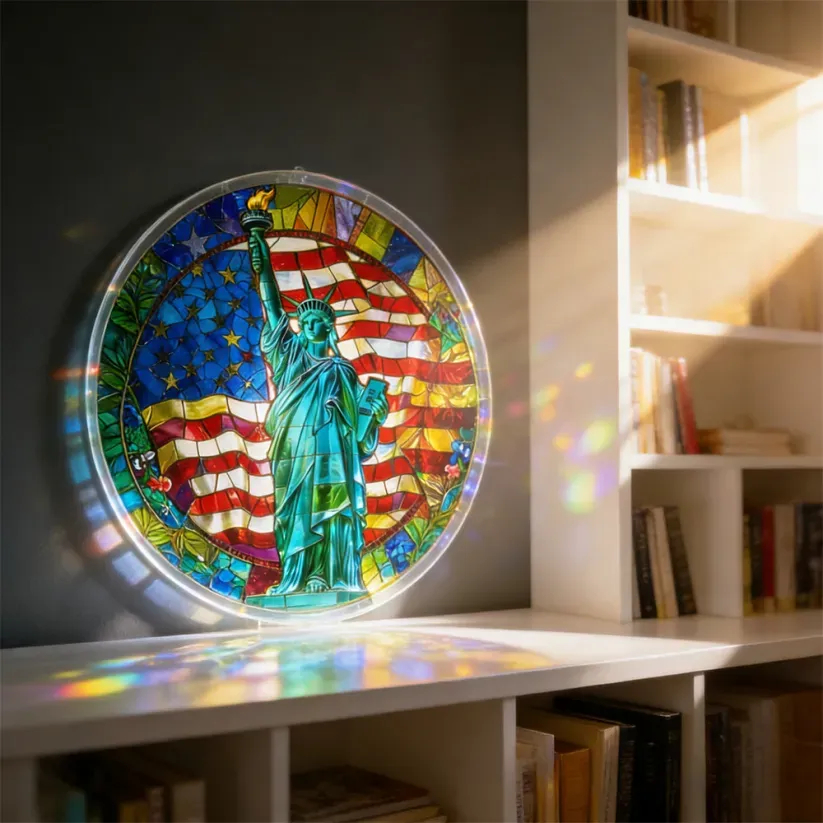 Mosaic-Style USA Map Suncatcher - Hang the Rainbow of America in Your Window
