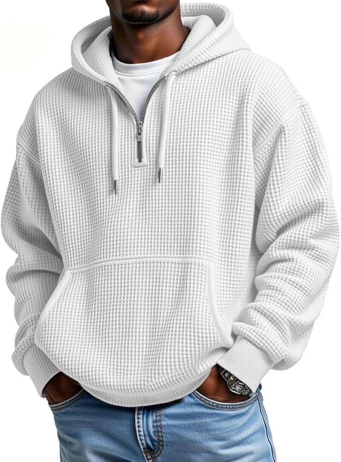 CLEARANCE SALE🔥 Men's Waffle Knit Half-Zip Hoodie