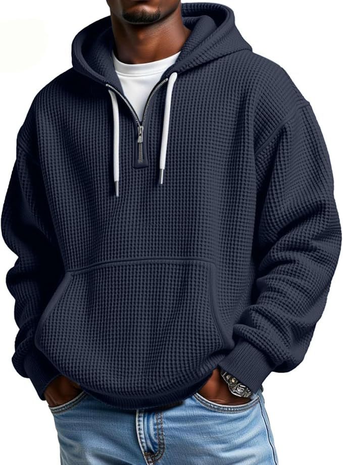 CLEARANCE SALE🔥 Men's Waffle Knit Half-Zip Hoodie