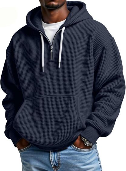 CLEARANCE SALE🔥 Men's Waffle Knit Half-Zip Hoodie